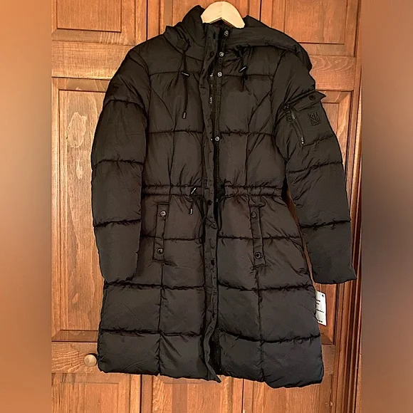 🏷️ BNWT STEVE MADDEN LONG BLACK WINTER COAT~MD~w/THUMB HOLES & POCKETS - Picture 13 of 13